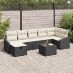Sofa Set mit Kissen mit Speicher 8 pcs Schwarz Poly-Rattan