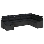 Gartensofa-set mit Kissen mit Speicher 8 pcs Poly-Rattan