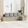Gartensofa-set mit Kissen 5 pcs Beige Poly-Rattan