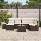 Gartensofa-set mit Kissen 7 pcs Braun Poly-Rattan