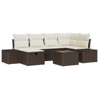 Gartensofa-set mit Kissen 7 pcs Braun Poly-Rattan