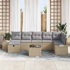 Gartensofa-set mit Kissen 8 pcs Beige Poly-Rattan