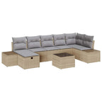 Gartensofa-set mit Kissen 8 pcs Beige Poly-Rattan