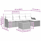 Gartensofa-set mit Kissen mit Speicher 6 pcs Beige Poly-Rattan