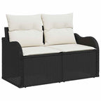 Gartensofa-set mit Kissen 7 pcs Schwarz Poly-Rattan