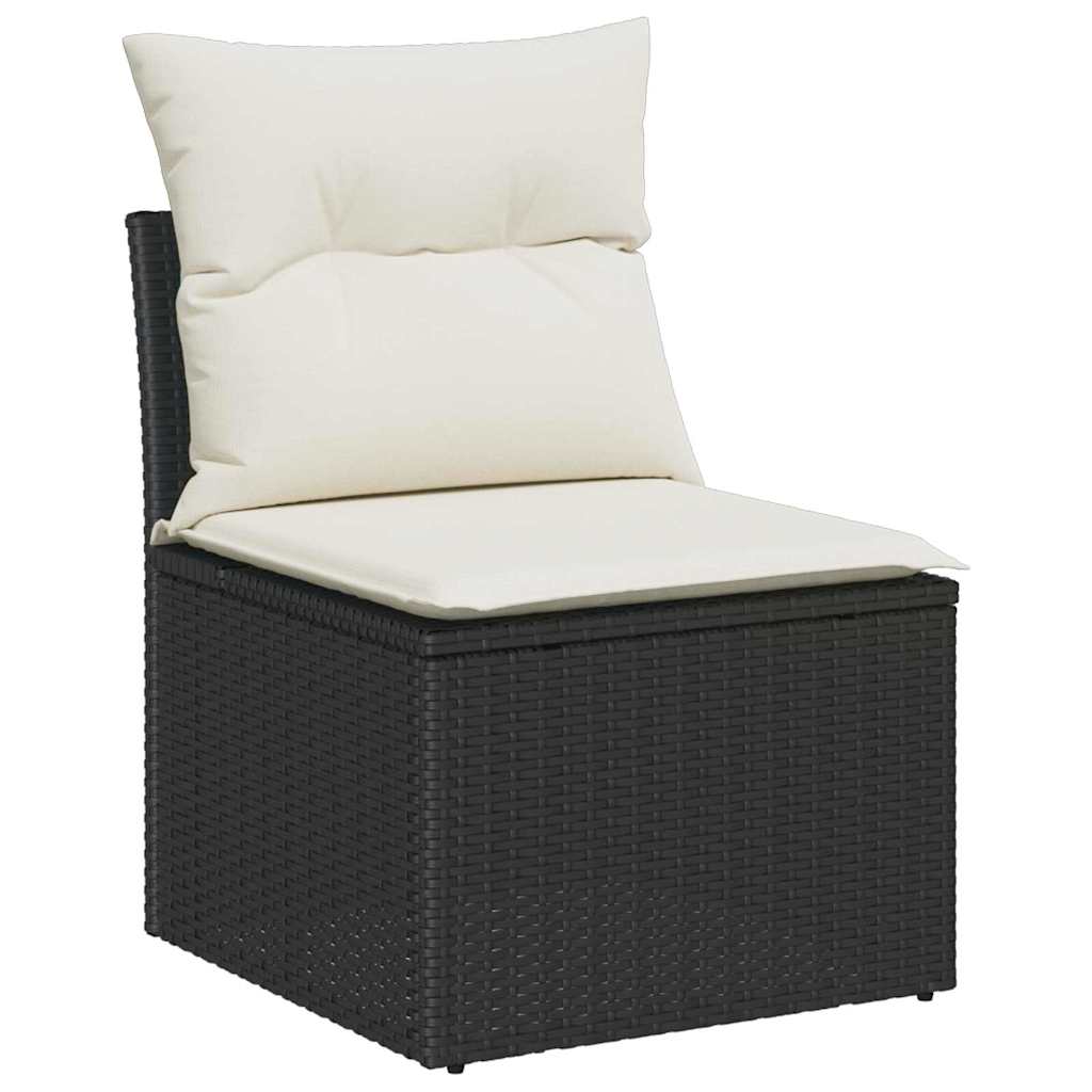 Gartensofa-set mit Kissen 7 pcs Schwarz Poly-Rattan