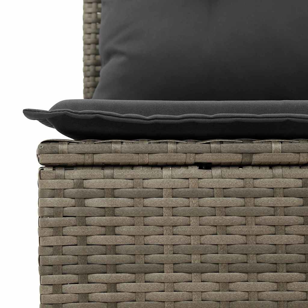 Gartensofa-set mit Kissen mit Speicher 6 pcs Grau Poly-Rattan