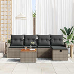 Gartensofa-set mit Kissen mit Speicher 6 pcs Grau Poly-Rattan