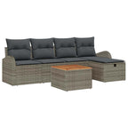 Gartensofa-set mit Kissen mit Speicher 6 pcs Grau Poly-Rattan