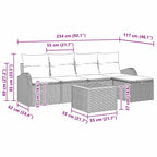 Gartensofa-set mit Kissen mit Speicher 6 pcs Grau Poly-Rattan