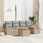 Gartensofa-set mit Kissen mit Speicher 6 pcs Beige Poly-Rattan