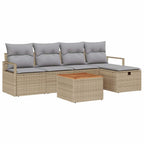 Gartensofa-set mit Kissen mit Speicher 6 pcs Beige Poly-Rattan
