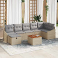 Gartensofa-set mit Kissen mit Speicher 8 pcs Beige Poly-Rattan