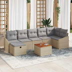 Gartensofa-set mit Kissen mit Speicher 8 pcs Beige Poly-Rattan