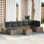 Gartensofa-set mit Kissen mit Speicher 8 pcs Grau Poly-Rattan