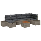 Gartensofa-set mit Kissen mit Speicher 8 pcs Grau Poly-Rattan