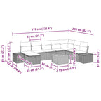 Gartensofa-set mit Kissen mit Speicher 9 pcs Grau Poly-Rattan