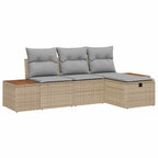 Gartensofa-set mit Kissen mit Speicher 4 pcs Beige Poly-Rattan