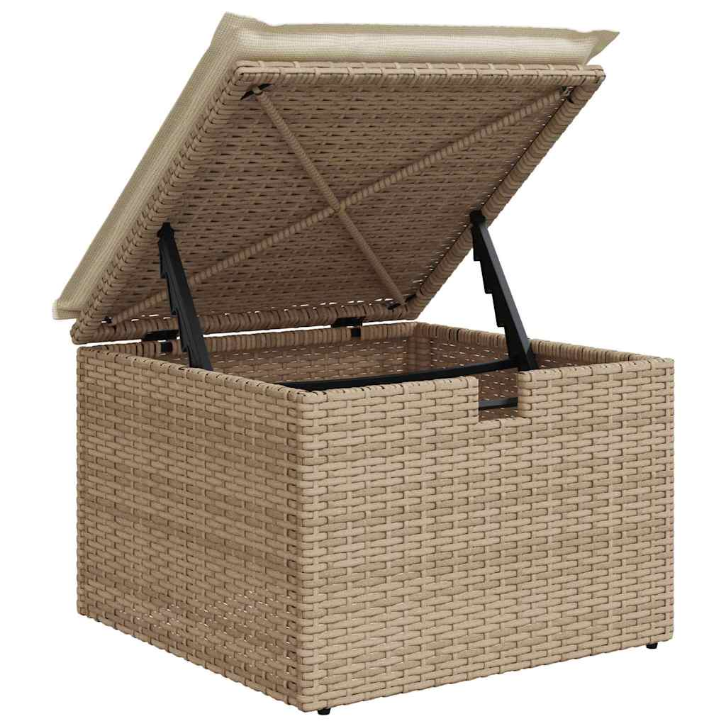 Gartensofa-set mit Kissen 7 pcs Beige Poly-Rattan