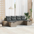 Gartensofa-set mit Kissen mit Speicher 6 pcs Grau Poly-Rattan
