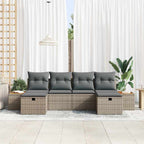 Gartensofa-set mit Kissen mit Speicher 6 pcs Grau Poly-Rattan