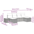 Gartensofa-set mit Kissen mit Speicher 6 pcs Grau Poly-Rattan