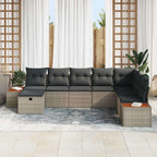 Gartensofa-set mit Kissen 9 pcs Grau Poly-Rattan