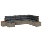 Gartensofa-set mit Kissen 9 pcs Grau Poly-Rattan
