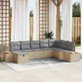 Gartensofa-set mit Kissen 9 pcs Beige Poly-Rattan