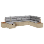 Gartensofa-set mit Kissen 9 pcs Beige Poly-Rattan