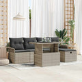 Gartensofa-set mit Kissen 6 pcs Hellgrau Poly-Rattan