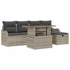 Gartensofa-set mit Kissen 6 pcs Hellgrau Poly-Rattan