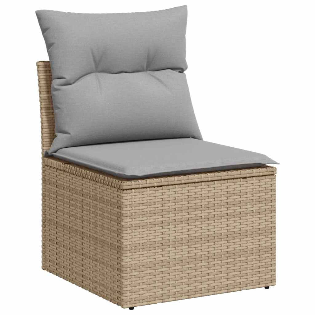Garten-Sofa-Set mit Kissen mit Speicher 6 pcs Beige Poly Rattan