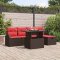 Gartensofa-set mit Kissen mit Speicher 6 pcs Braun Poly-Rattan