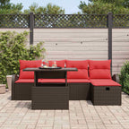 Gartensofa-set mit Kissen mit Speicher 6 pcs Braun Poly-Rattan