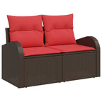 Gartensofa-set mit Kissen mit Speicher 6 pcs Braun Poly-Rattan