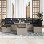 Garten-Sofa-Set mit Kissen 8 pcs Hellgrau Poly Rattan