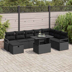Garten-Sofa-Set mit Kissen 9 pcs Schwarz Poly Rattan