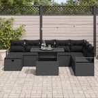 Garten-Sofa-Set mit Kissen 9 pcs Schwarz Poly Rattan