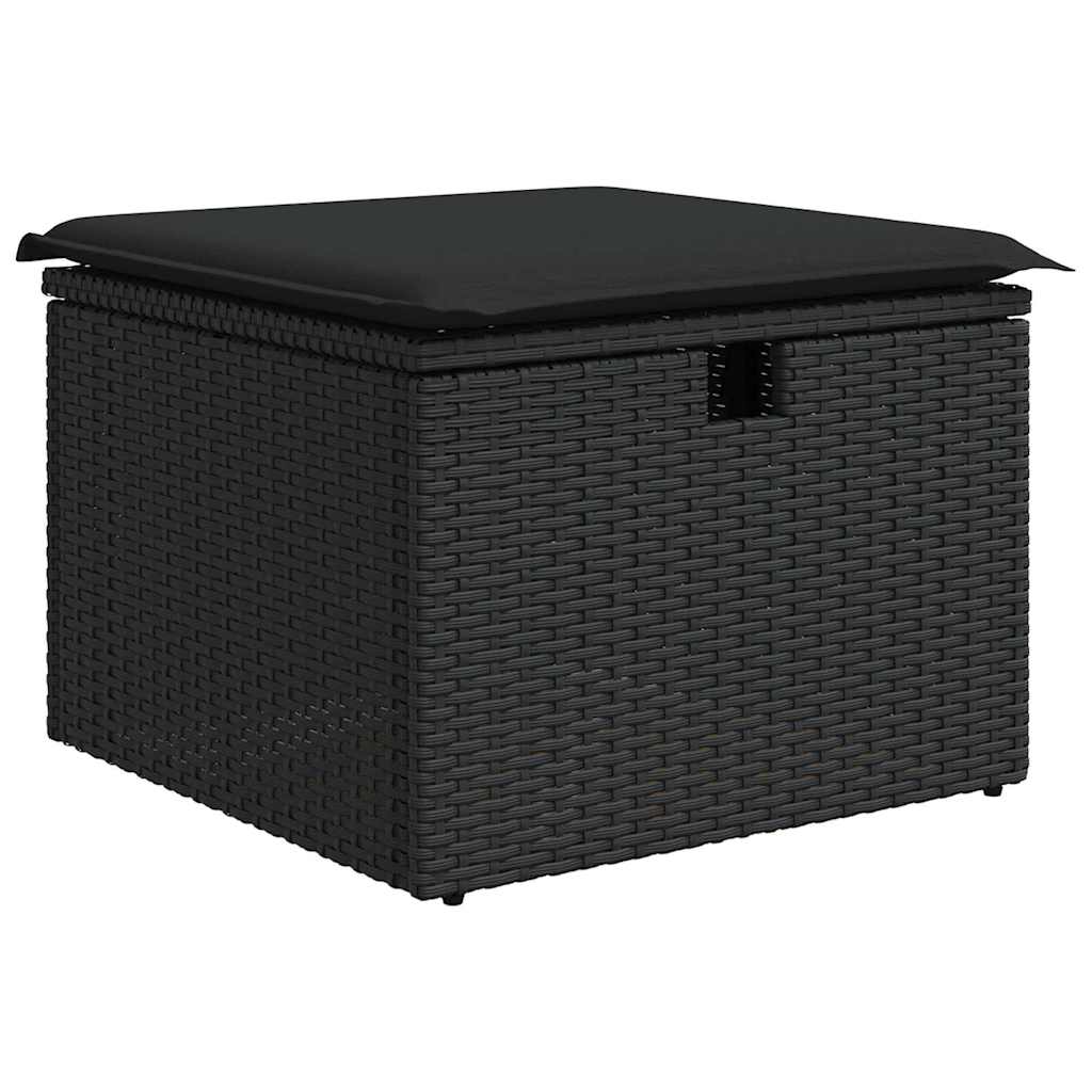 Garten-Sofa-Set mit Kissen 9 pcs Schwarz Poly Rattan