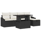 Garten-Sofa-Set mit Kissen 6 pcs Schwarz Poly Rattan