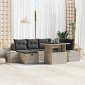 Garten-Sofa-Set mit Kissen 7 pcs Hellgrau Poly Rattan