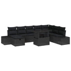 Garten-Sofa-Set 11 pcs Schwarz Poly Rattan