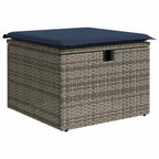 Gartensofa-set mit Kissen mit Speicher 7 pcs Grau Poly-Rattan