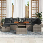 Gartensofa-set mit Kissen mit Speicher 8 pcs Grau Poly-Rattan