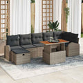 Gartensofa-set mit Kissen mit Speicher 8 pcs Grau Poly-Rattan