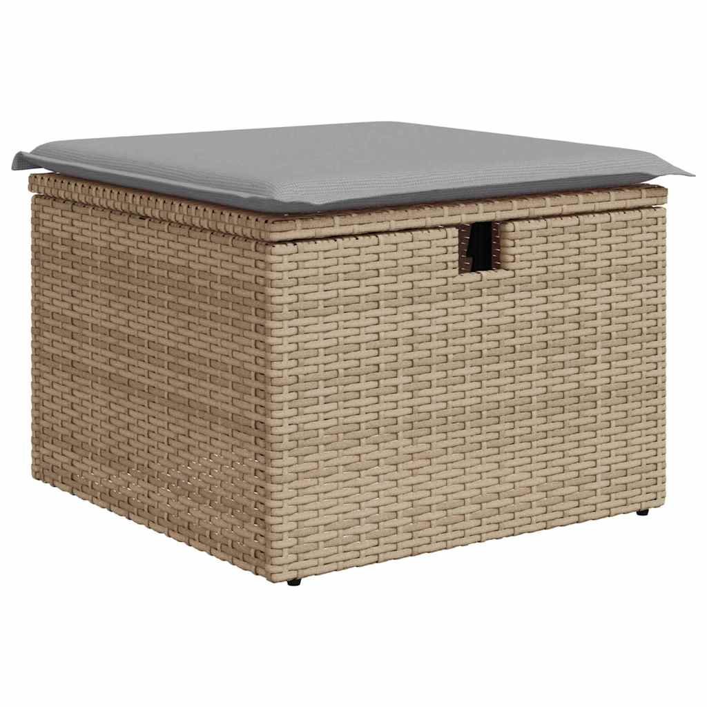 Gartensofa-set mit Kissen mit Speicher 9 pcs Beige Poly-Rattan