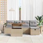 Gartensofa-set mit Kissen mit Speicher 6 pcs Beige Poly-Rattan