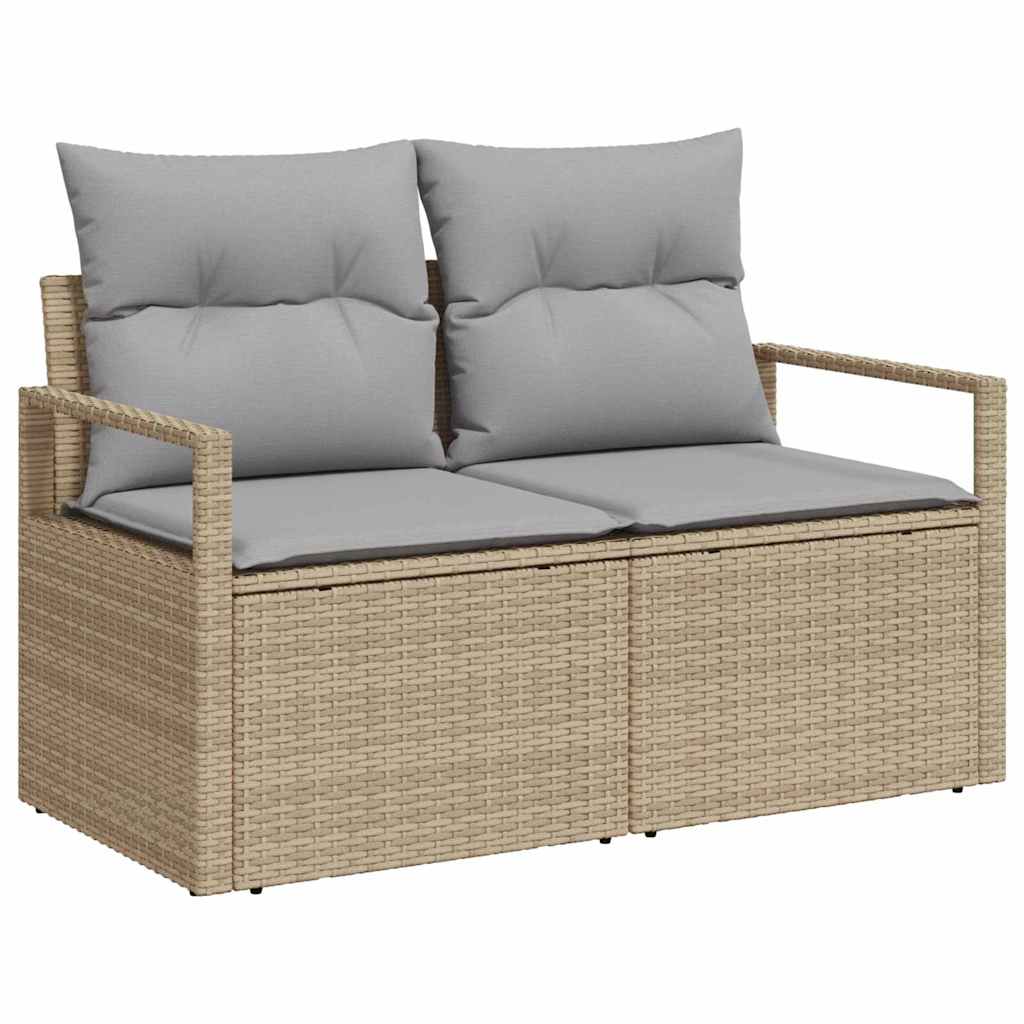 Gartensofa-set mit Kissen mit Speicher 6 pcs Beige Poly-Rattan
