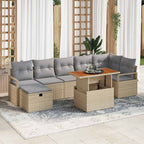 Gartensofa-set mit Kissen mit Speicher 8 pcs Beige Poly-Rattan
